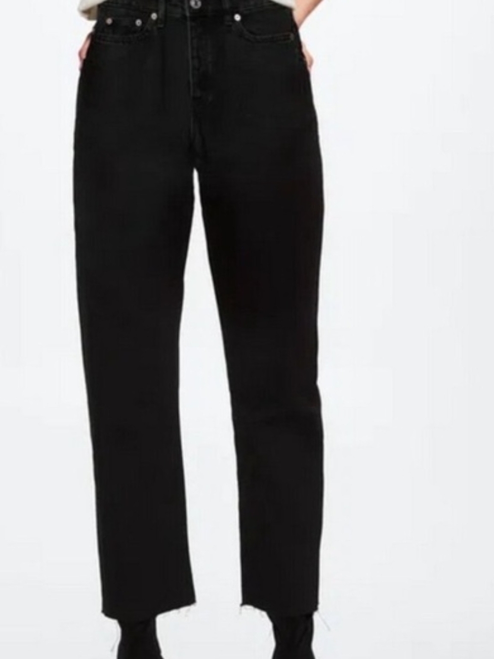 Mango Havana High-Rise Black Wash Straight Jeans Size 10 - Picture 2 of 14